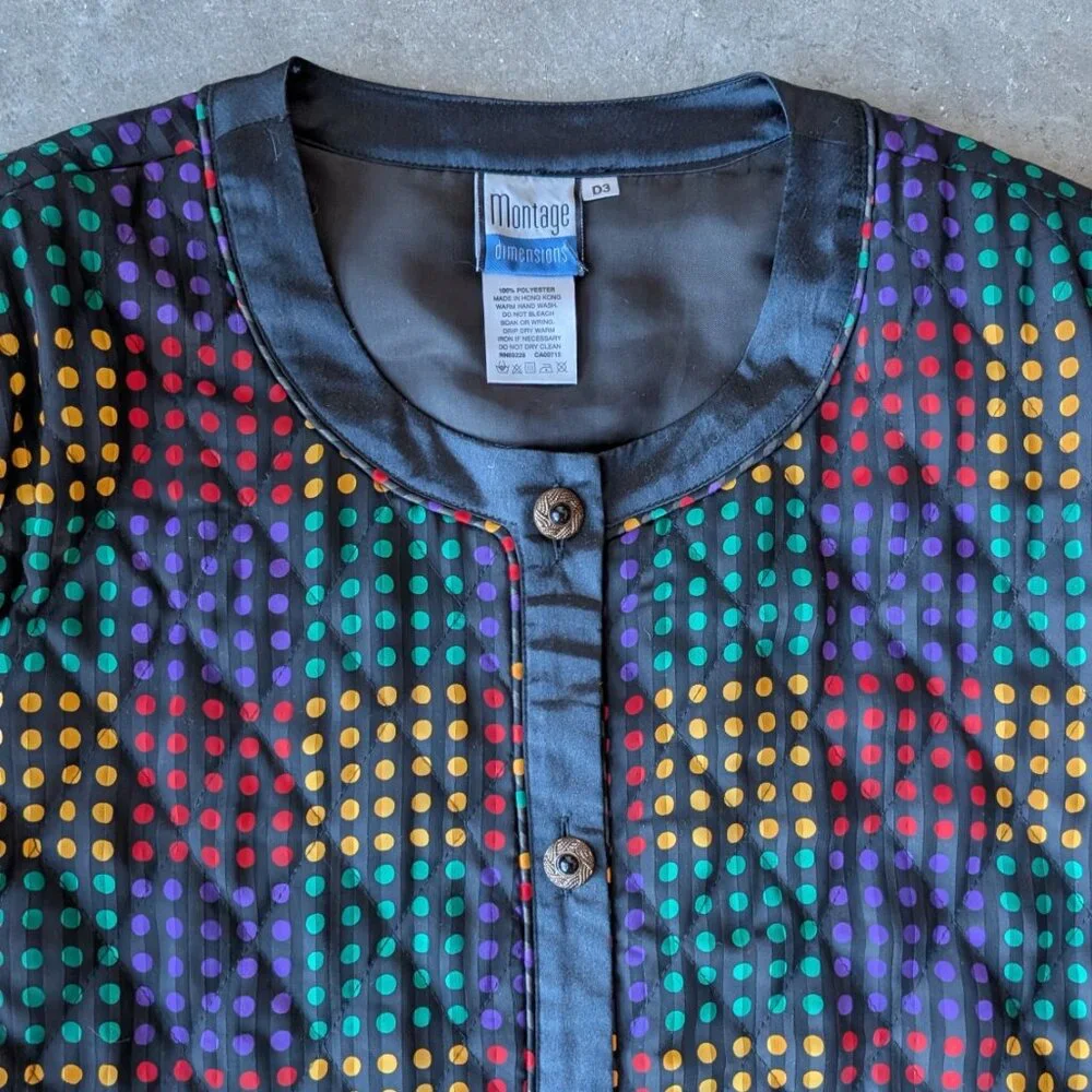 Vintage Montage Dimensions Colorful Rainbow Polka Dot Jacket and Skirt Set - Picture 3 of 13